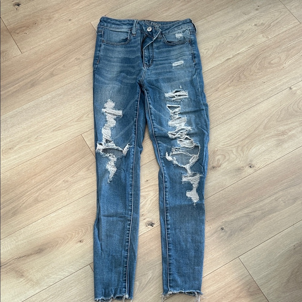 American Eagle Outfitters Ripped Blue Skinny Jeans
